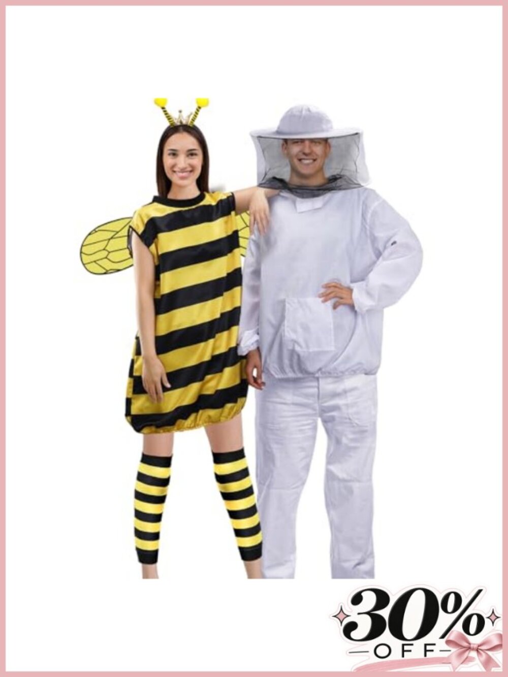 Adult Couple Halloween Costume Set Bee & Beekeeper Polyester Cosplay